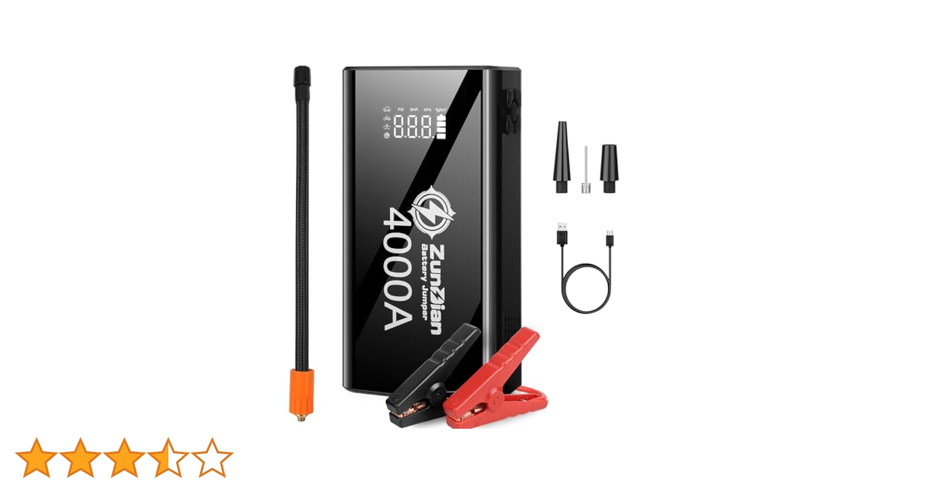 Amazon | ジャンプスターター エアコンプレッサ4000Aピーク電流